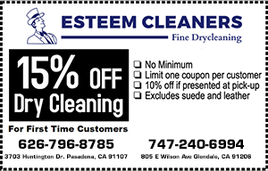 Esteem Cleaners 15% Off Dry Cleaning